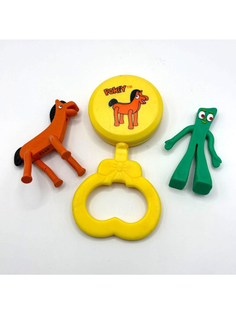 Vintage Gumby & Pokey Lot — 2 Rubber Figures + Pokey Baby Rattle - Picture 2 of 4